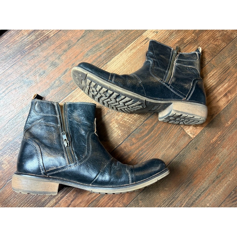 Men's size 9 BED STU Boots Cobbler Distressed Black Side Zip